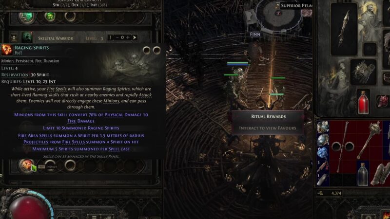 Path of Exile 2: Como obter a habilidade Raging Spirits e invocar caveiras flamejantes