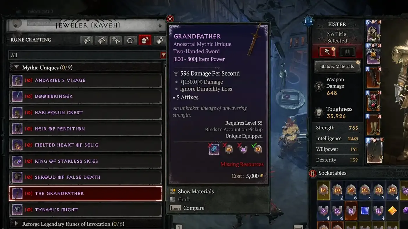 Diablo 4 Full Mythic Uniques List