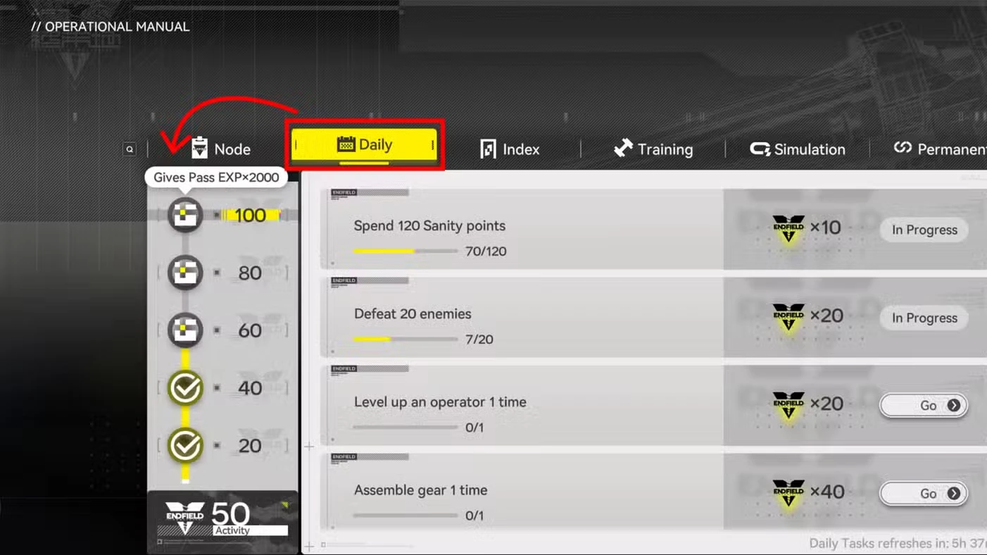 Daily Checklist In Arknights Endfield