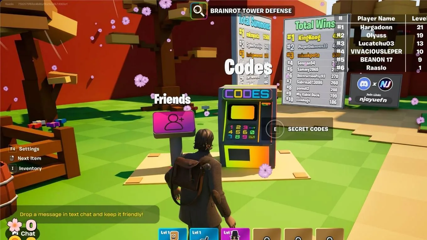 Fortnite Brainrot Tower Defense Codes