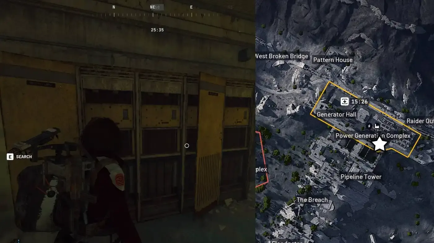 Mapa da localização do bastão de força no Dam Battlegrounds