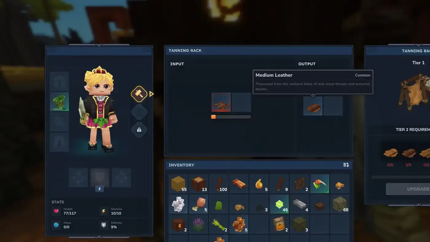 Como obter couro leve, médio e pesado em Hytale