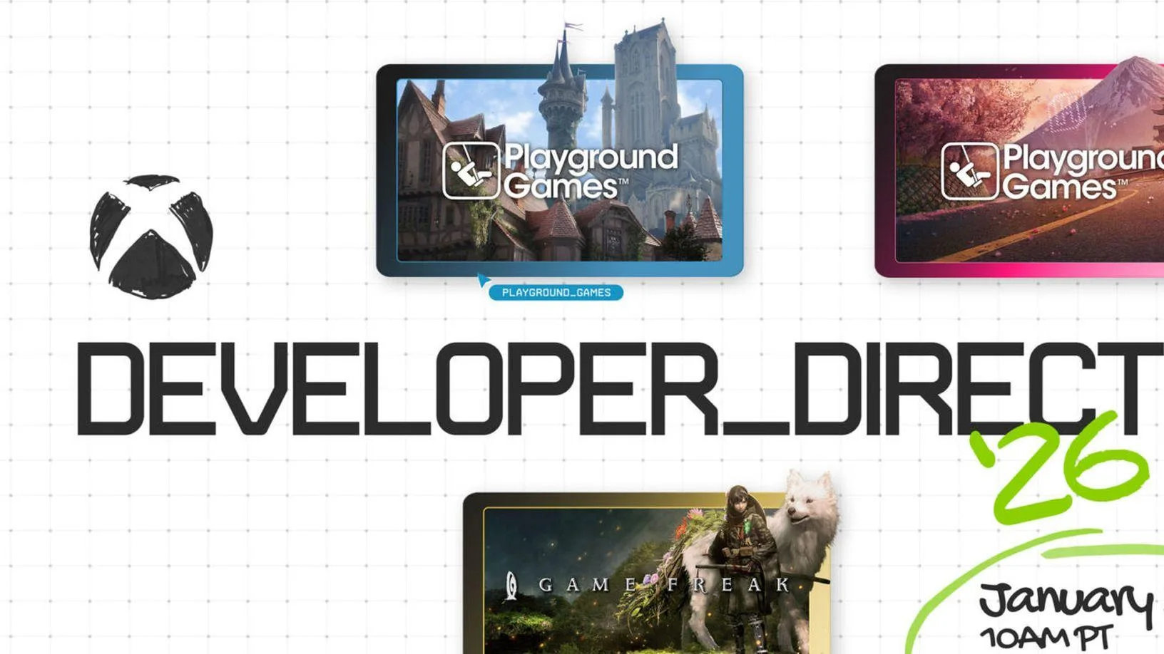 Imagem conceitual do evento Xbox Developer_Direct e o rumor sobre o jogo secreto