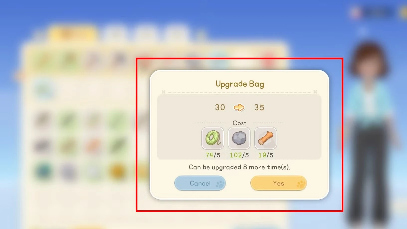 All Backpack Bag Upgrades in Starsand Island