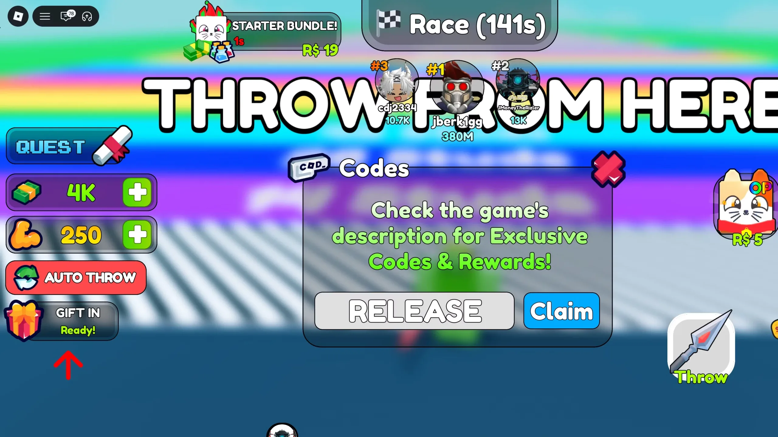Roblox: Spear Training Codes