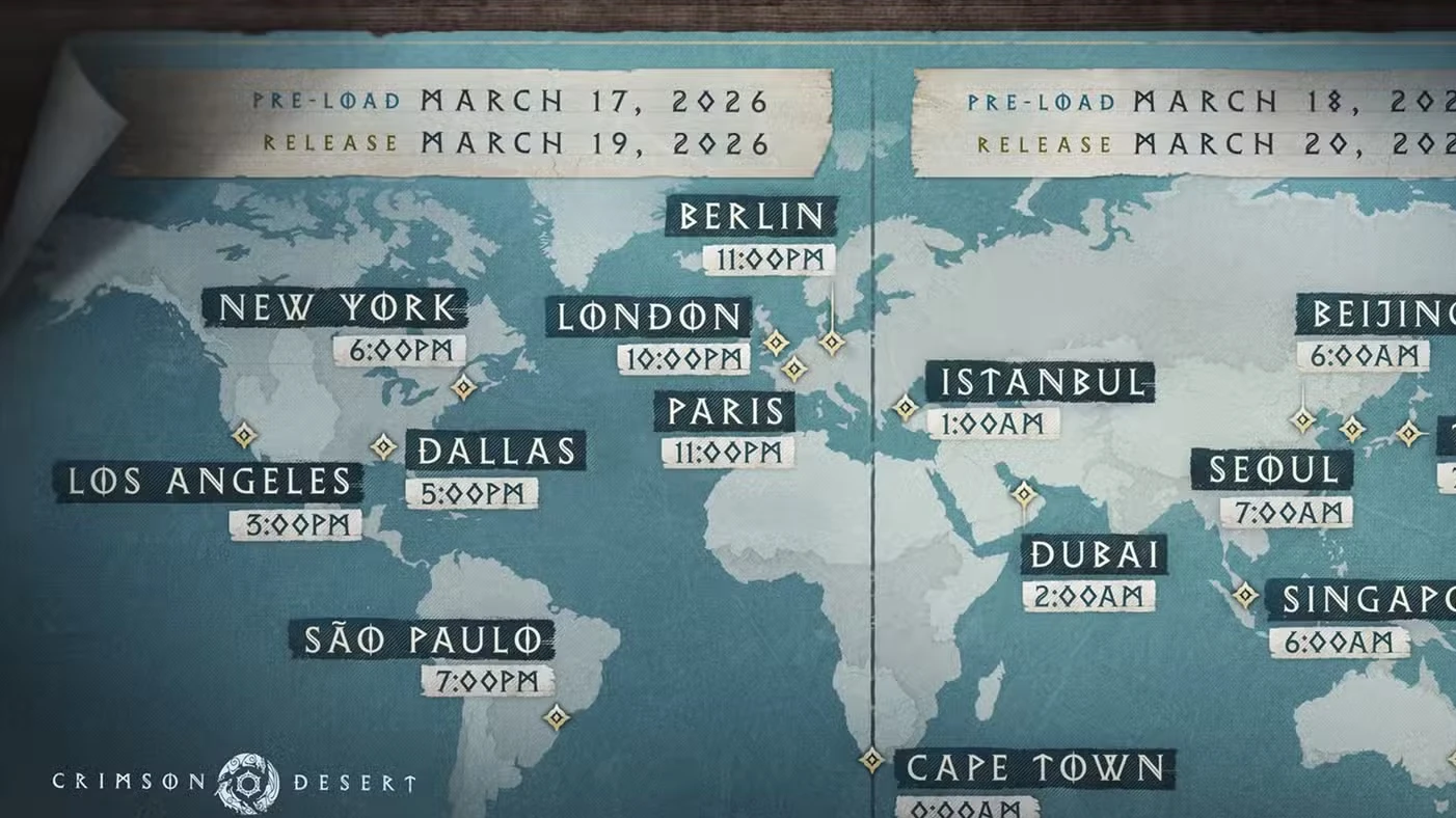 Crimson Desert Global Release Times (Countdown)