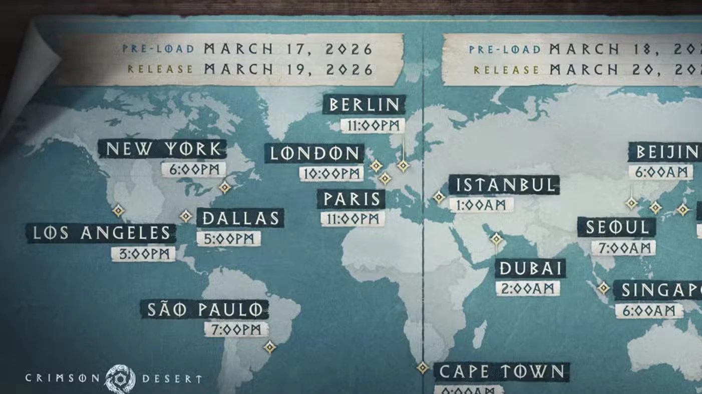 Crimson Desert release time in your time zone