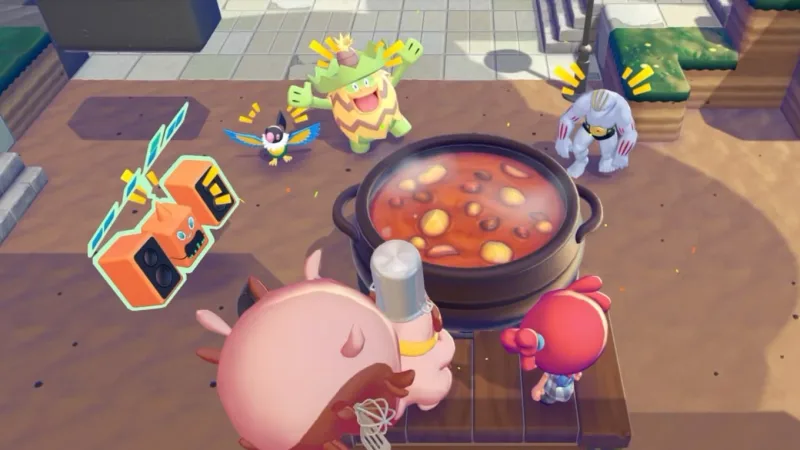 Aumentar o humor da festa em Rocky Ridges (Pokopia)