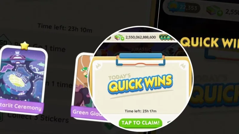 Quick Wins diários em Monopoly GO — tarefas e recompensas (setembro de 2025)