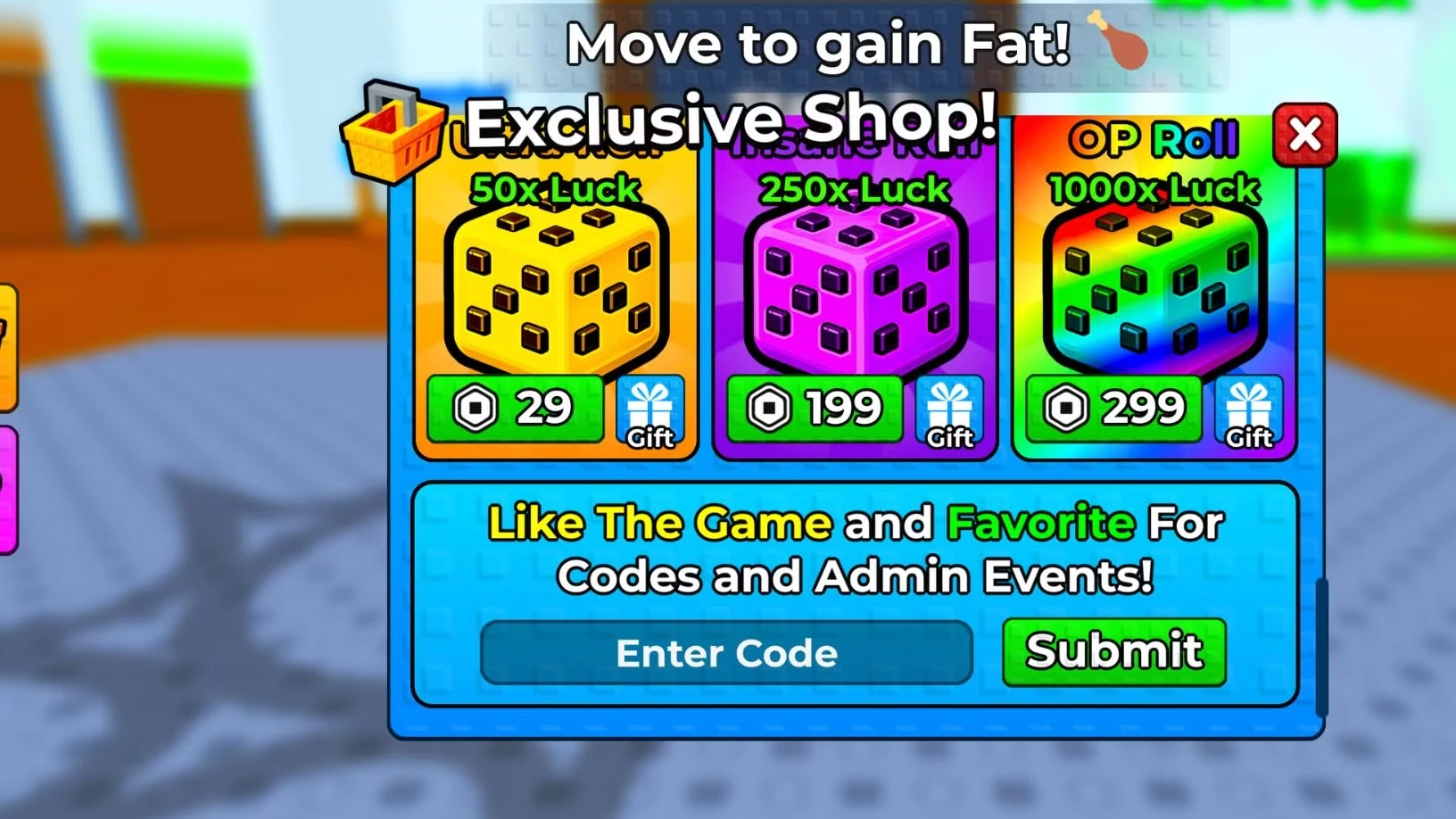 Roblox +1 Fat Per Step Codes