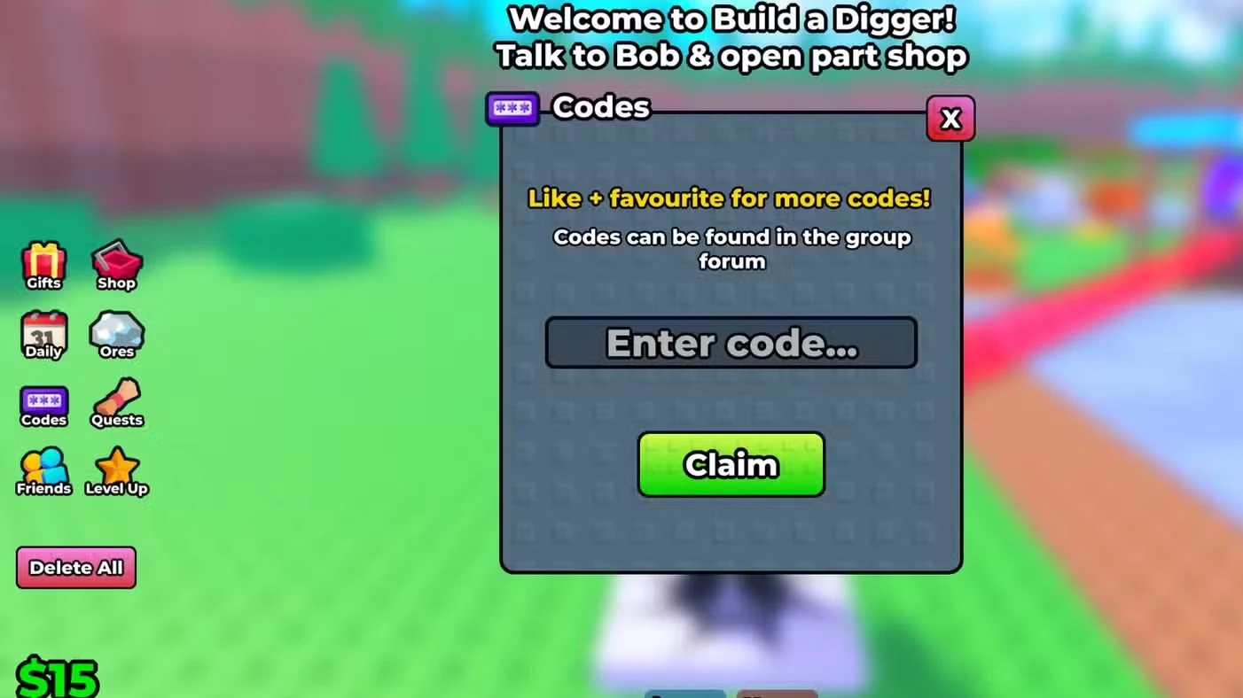 Roblox Build a Digger Codes