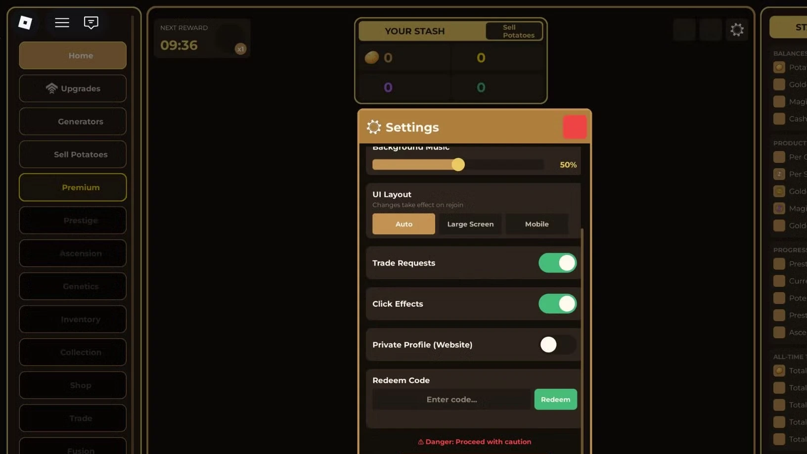 Roblox Idle Potato Game Codes