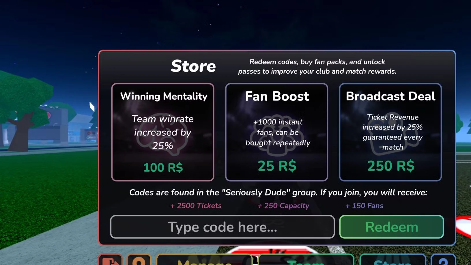 Roblox Stadium Simulator 2 Codes