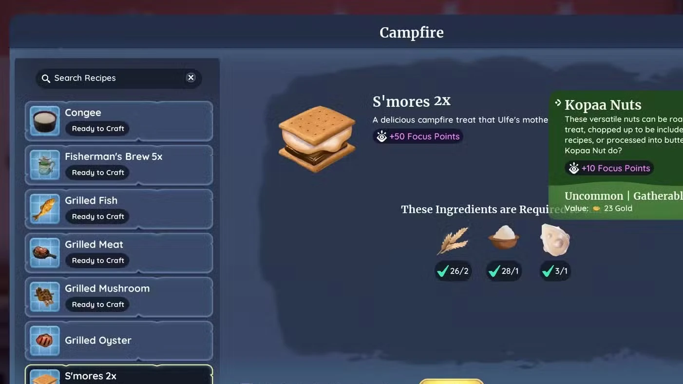 Where to Get the S'mores Recipe in Palia