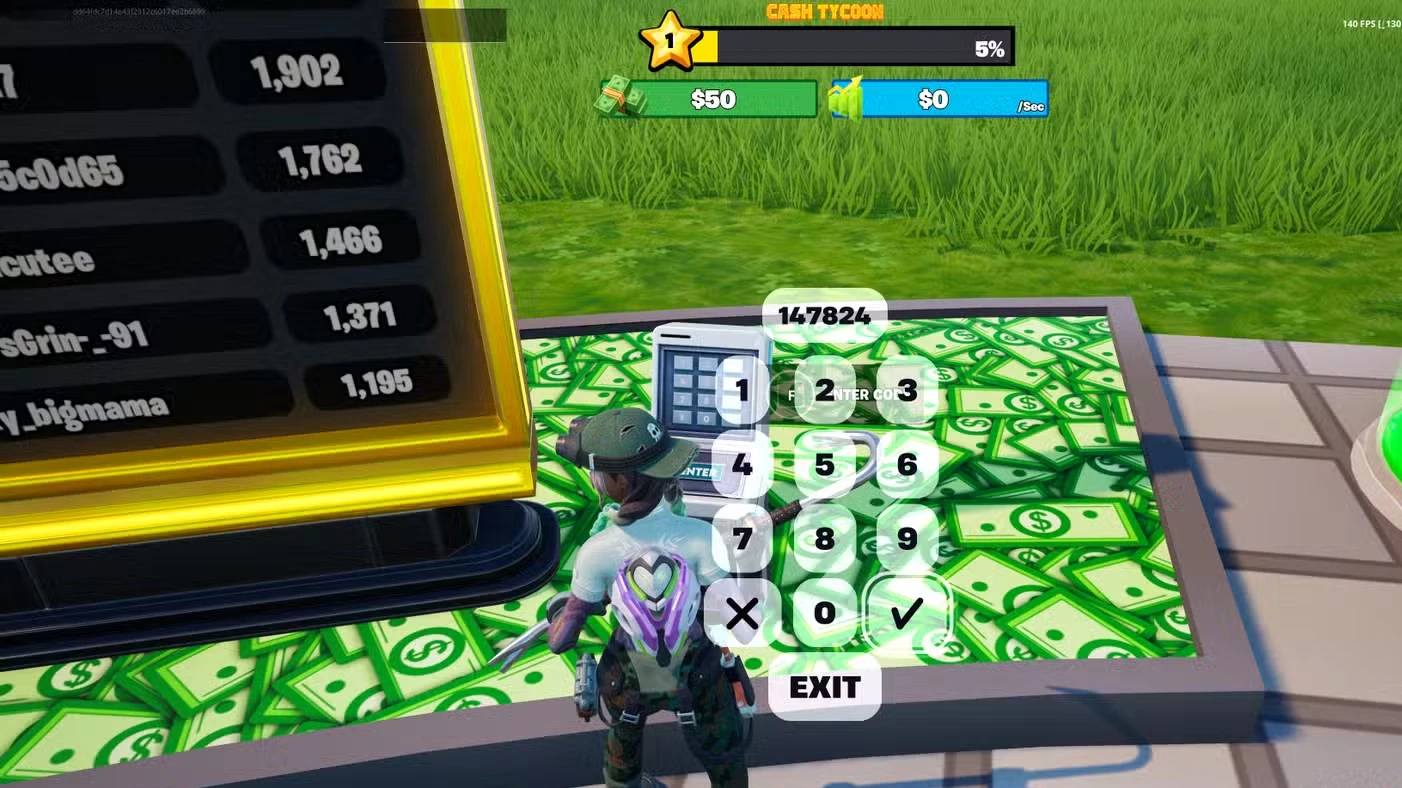 All Cash Tycoon 2 Codes in Fortnite