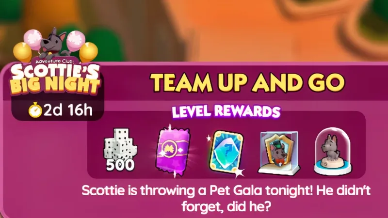 Scottie’s Big Night: entenda o evento Adventure Club em Monopoly GO