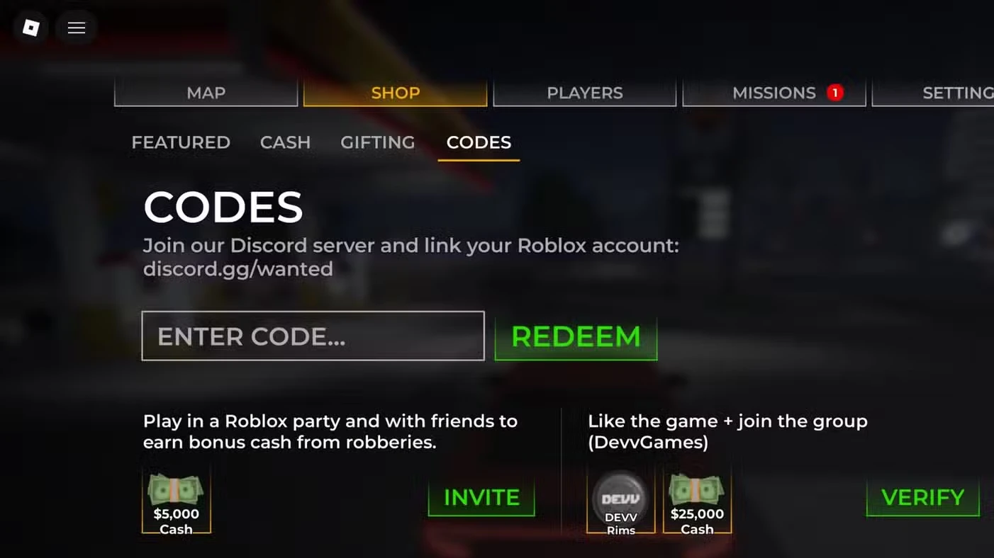 Roblox Wanted Codes