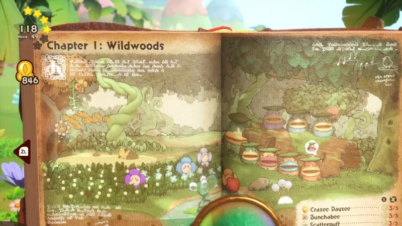 Localização das flores do Capítulo 1 de Yoshi e o Livro Misterioso