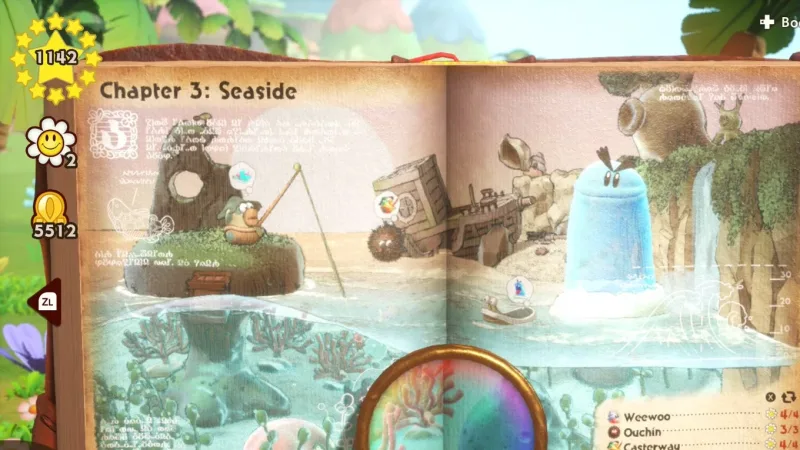 Todas as flores sorridentes do Capítulo 3 (Seaside) de Yoshi and the Mysterious Book