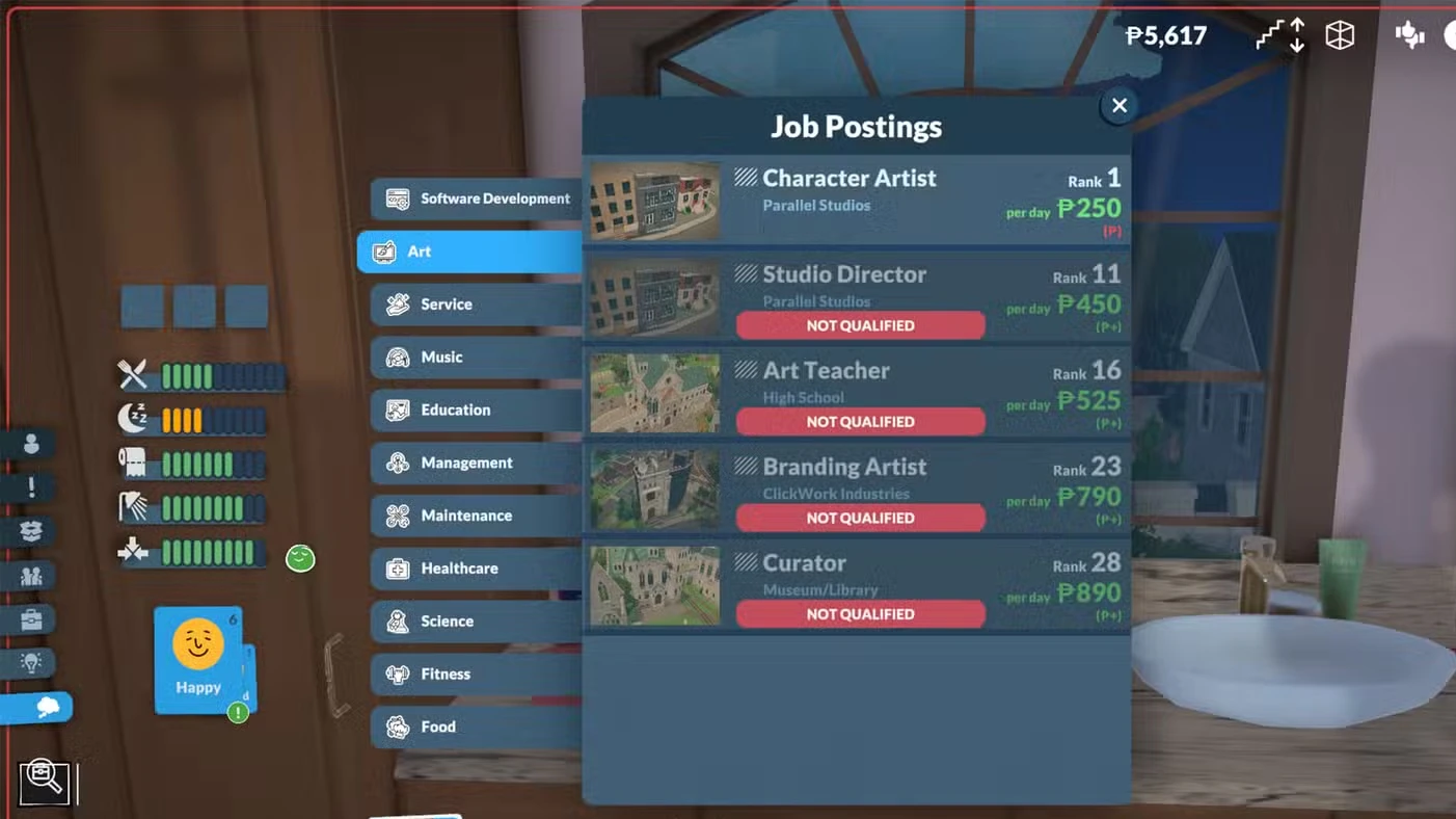 All Job Options In Paralives