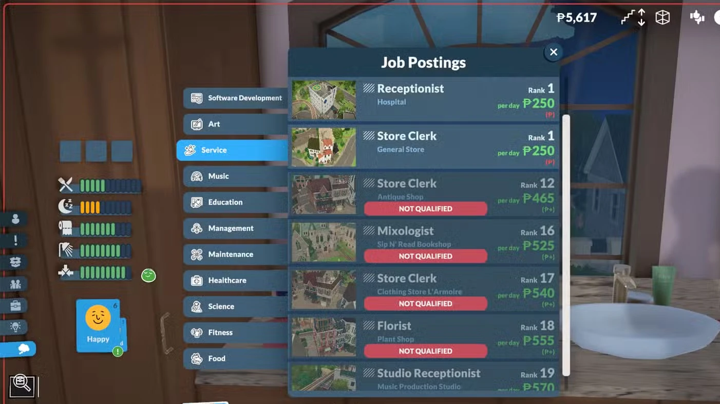 All Job Options In Paralives