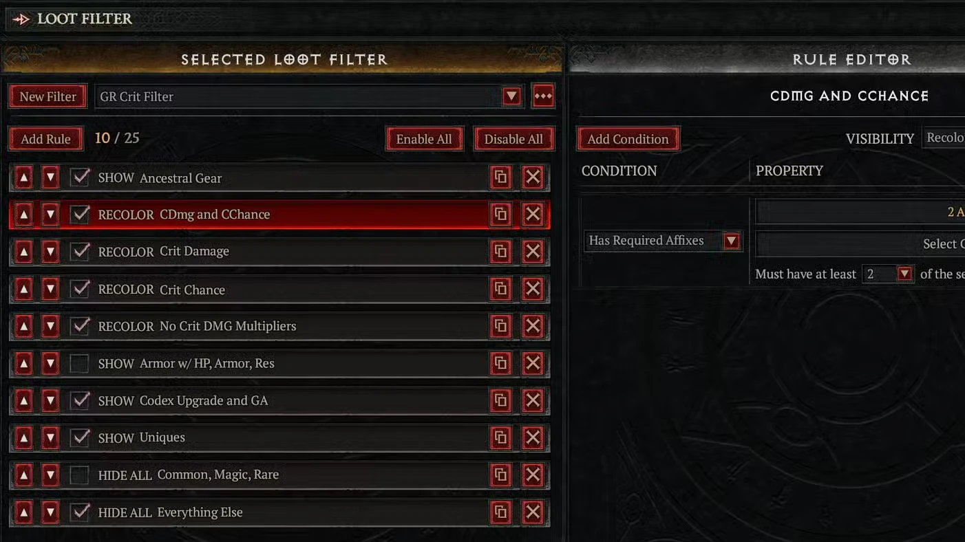Diablo 4 Best Loot Filter Codes