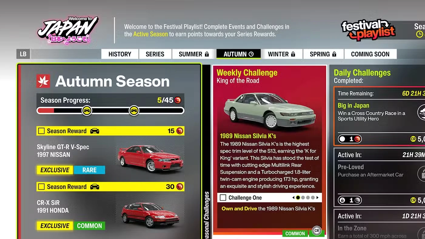 Forza Horizon 6 Autumn Season: Japan Festival Playlist Challenges & Rewards