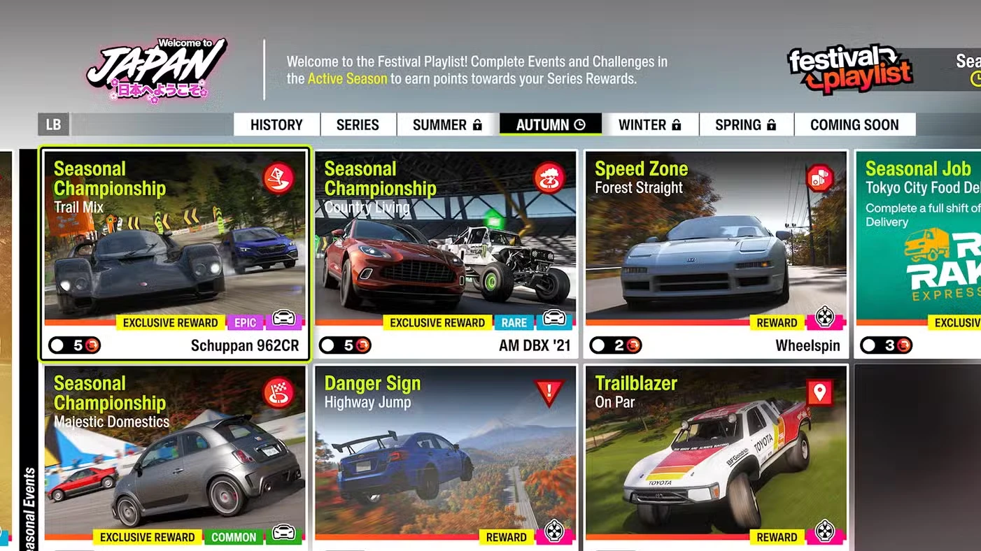 Forza Horizon 6 Autumn Season: Japan Festival Playlist Challenges & Rewards