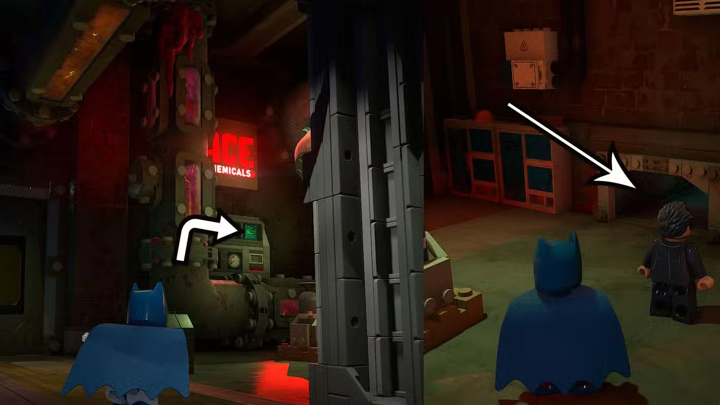 'Red Hood Gang' red brick location in Lego Batman: Legacy of the Dark Knight