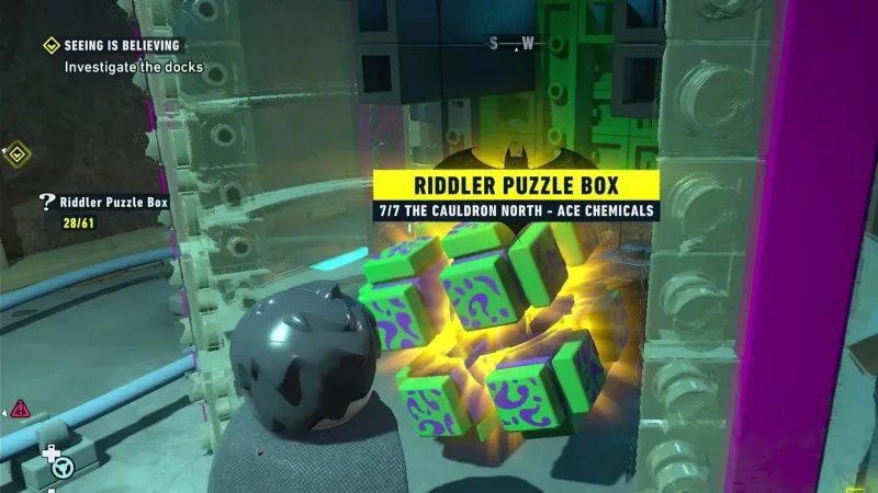 Localização e soluções dos Riddler Puzzles em The Cauldron North (Ace Chemicals)