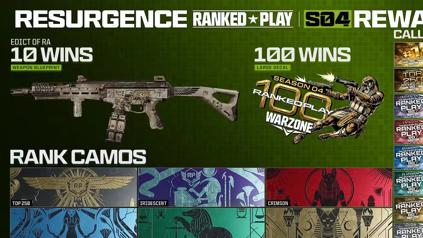 All Season 4 Ranked Play Rewards in Black Ops 7 & Warzone