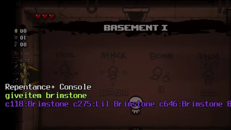 Comandos de console e cheats do Binding of Isaac
