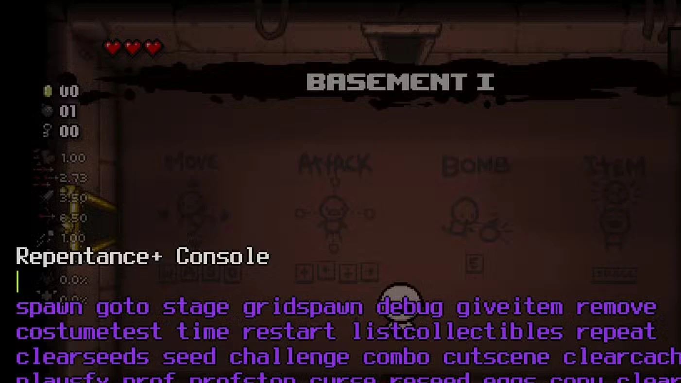 Binding of Isaac Cheats and Console Commands