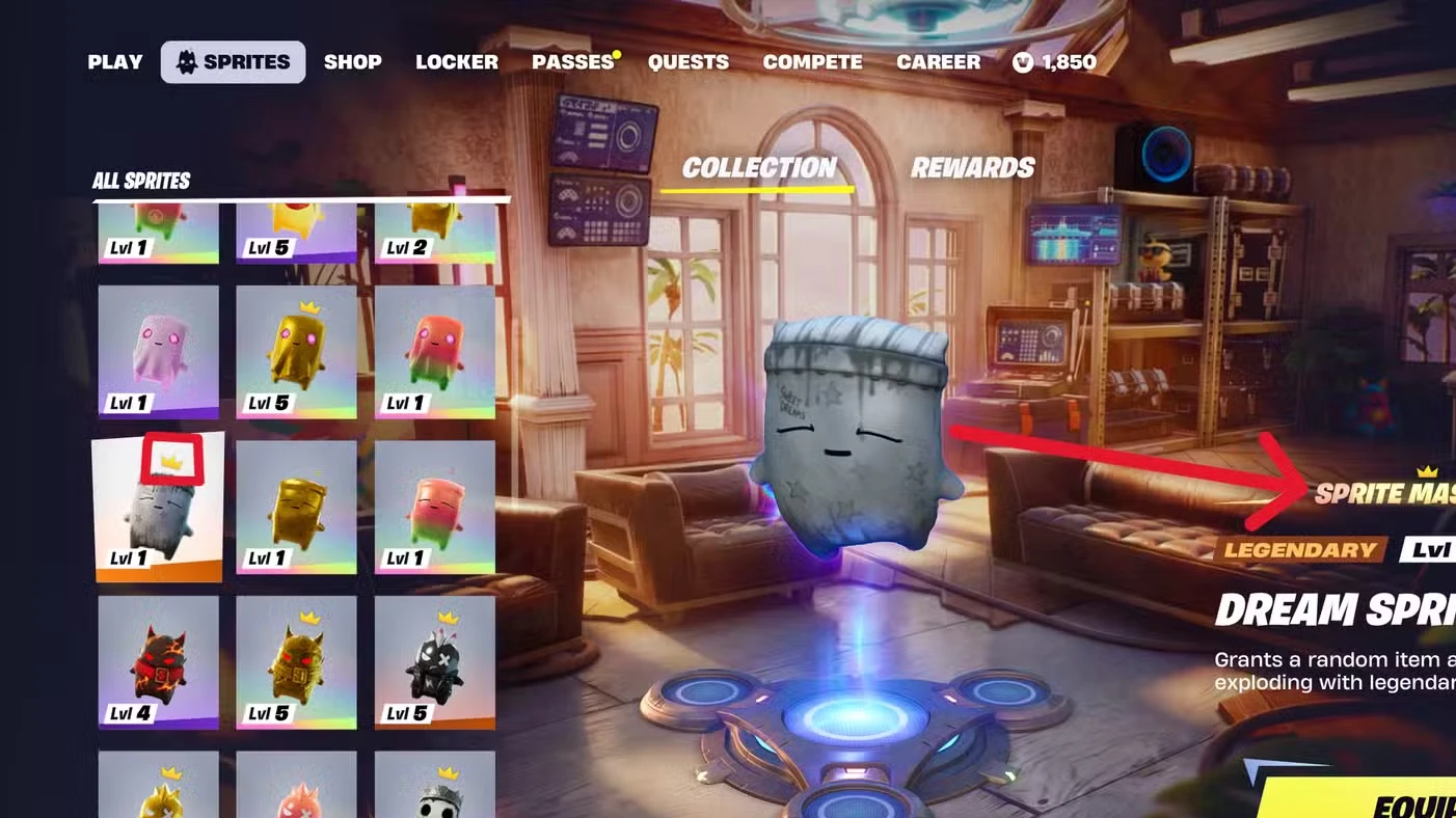 How to Check if the Dream Sprite is Max Level in Fortnite