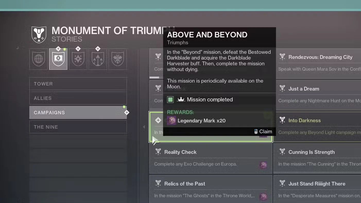 How to Complete the Above and Beyond Triumph in Destiny 2
