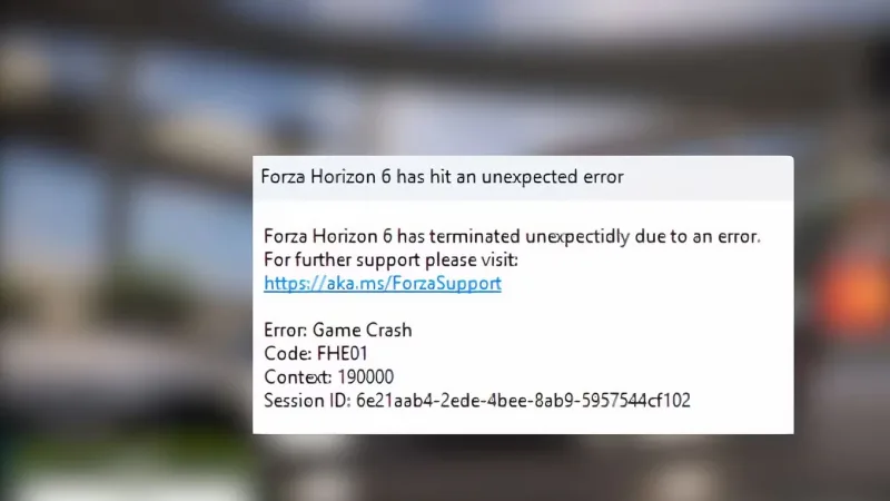 Soluções para o erro FHE01 em Forza Horizon 6
