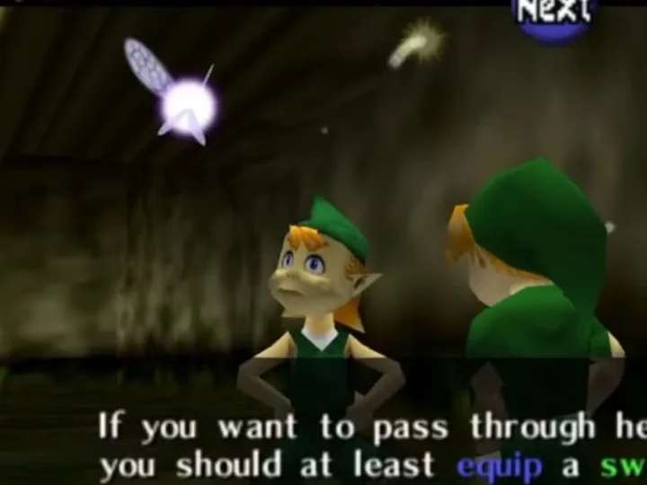 Como conseguir a espada e o escudo em Kokiri Forest em Ocarina of Time