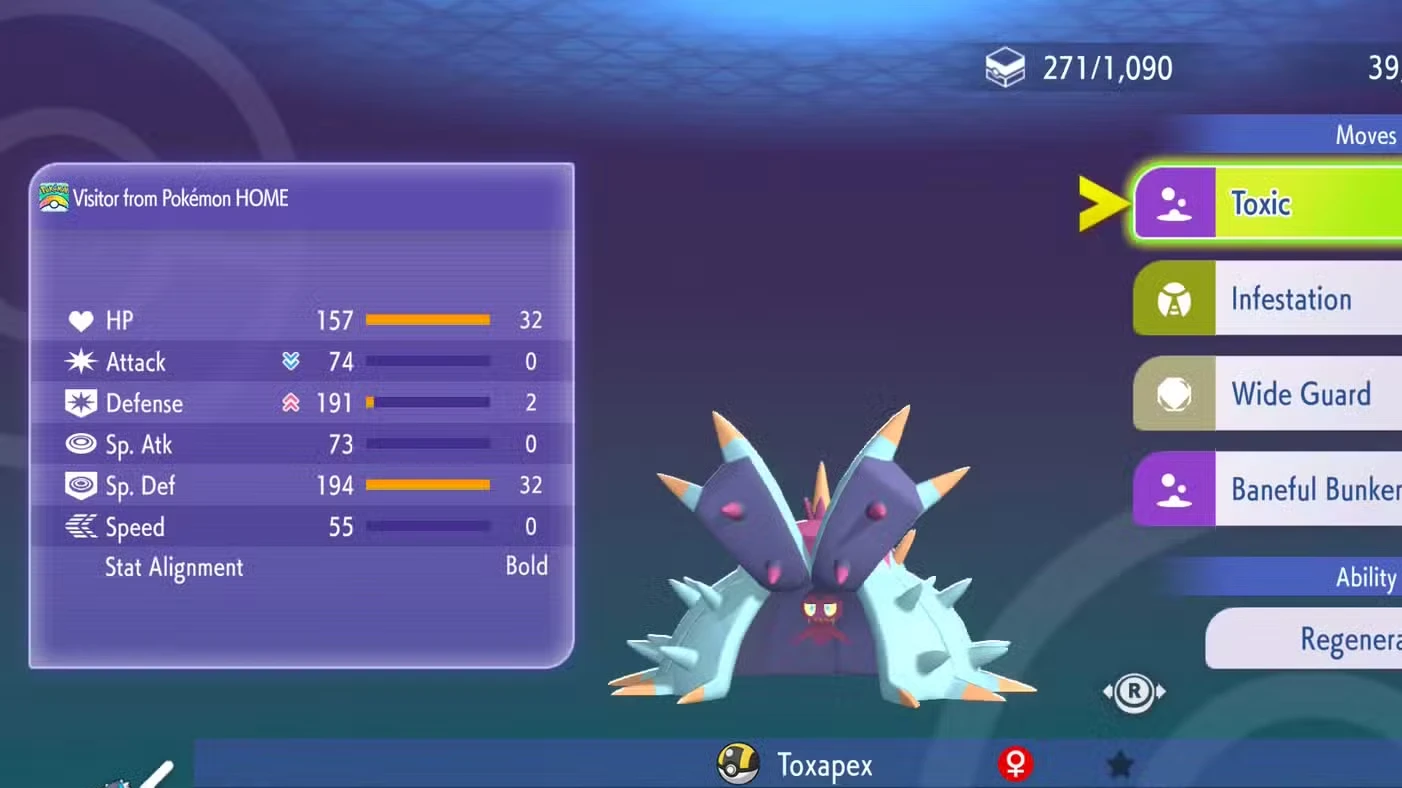 Pokemon Champions Toxapex Double Battles Build