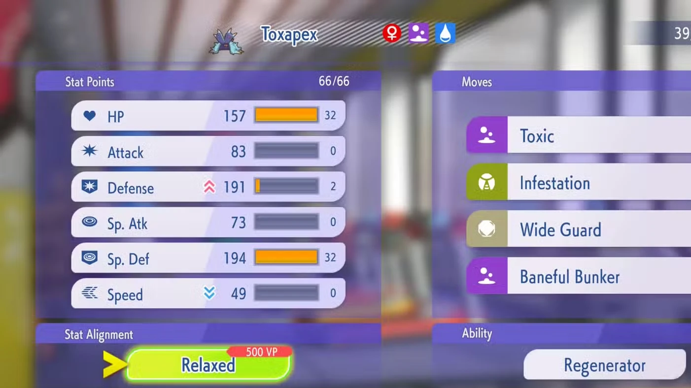 Pokemon Champions Toxapex Double Battles Build