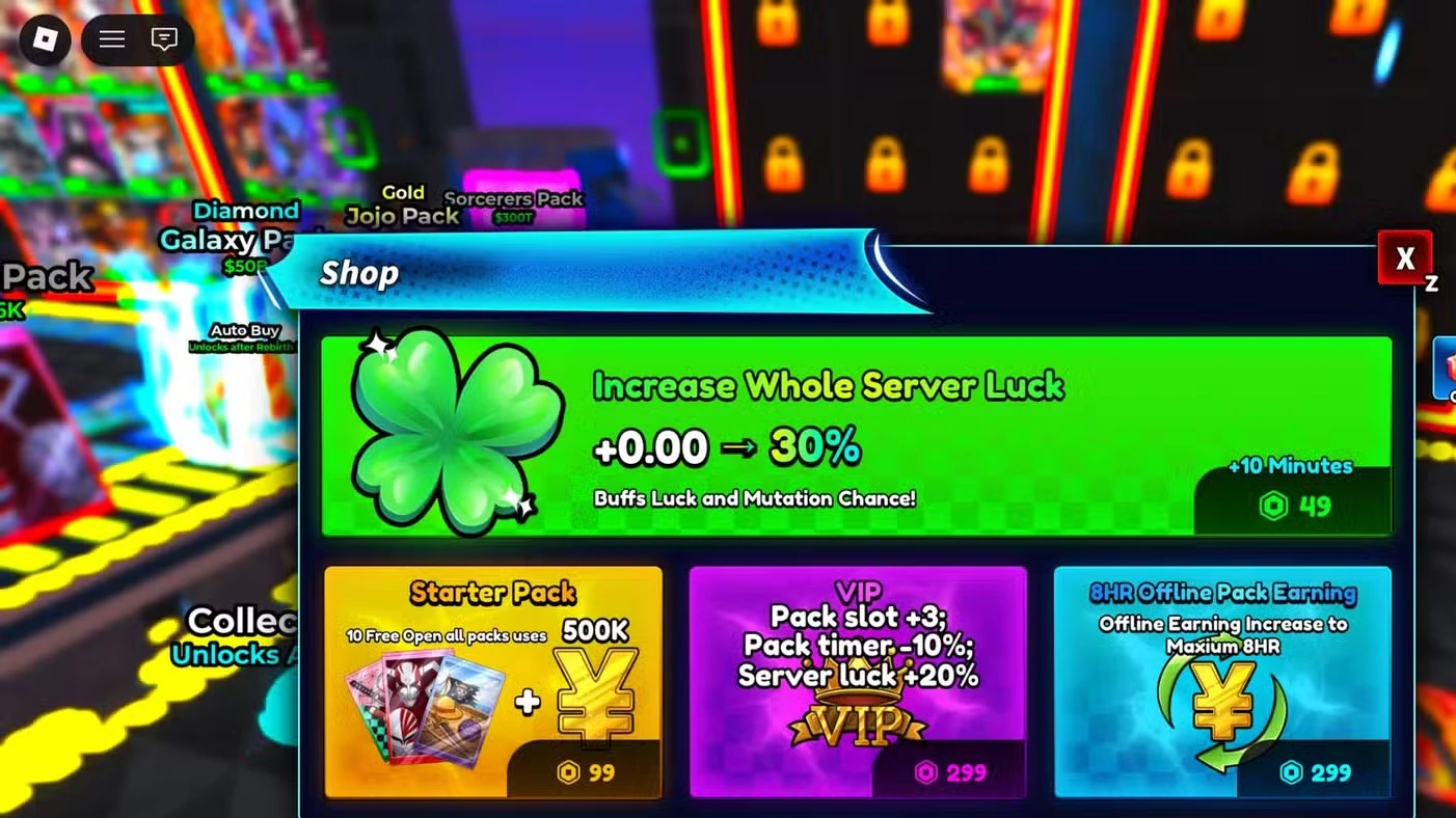 Roblox Open Packs for Anime Codes