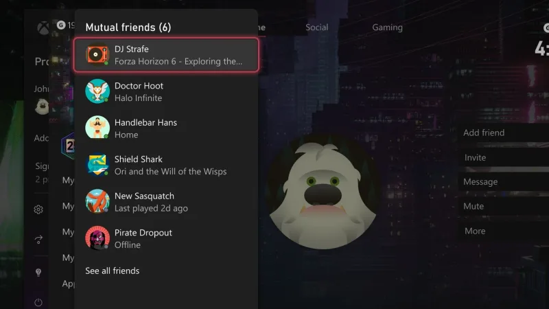 Xbox testa economia de energia, personalização da interface e identificação de amigos em comum