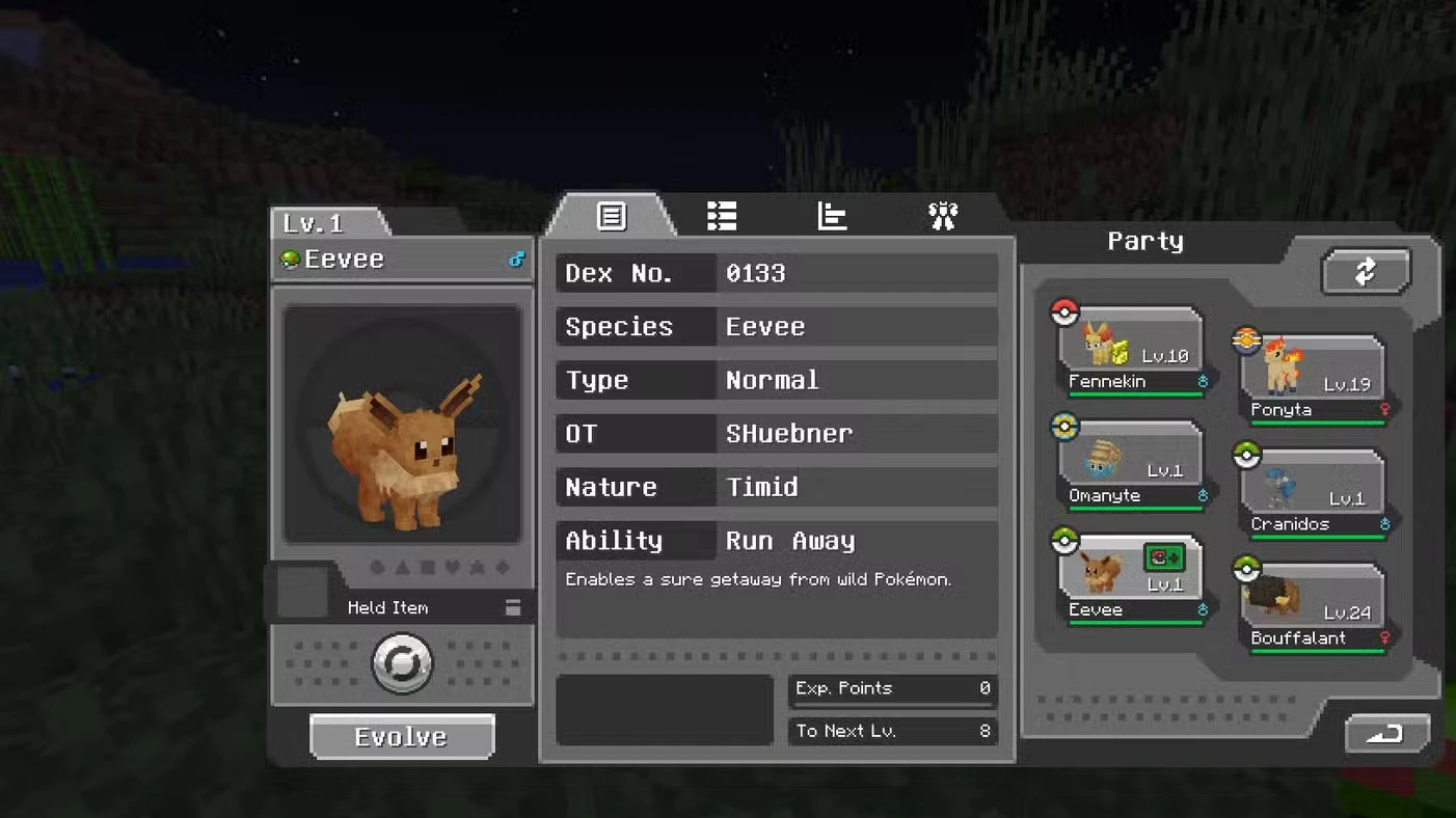 All Eeveelutions in Cobblemon