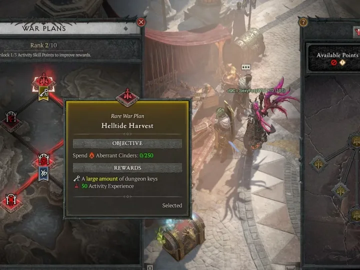 Como priorizar atividades e nós da árvore de War Plans na Temporada 14 de Diablo 4