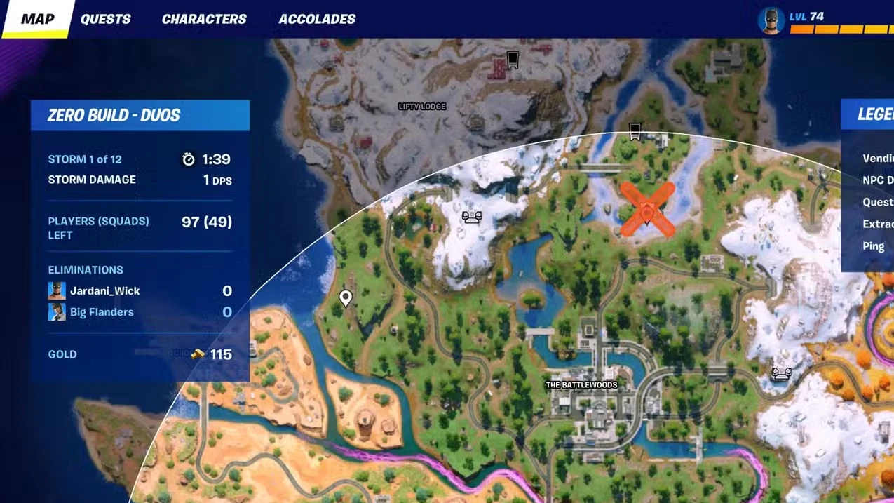Mapa e serviços de todos os NPCs do Hot Bat Summer em Fortnite