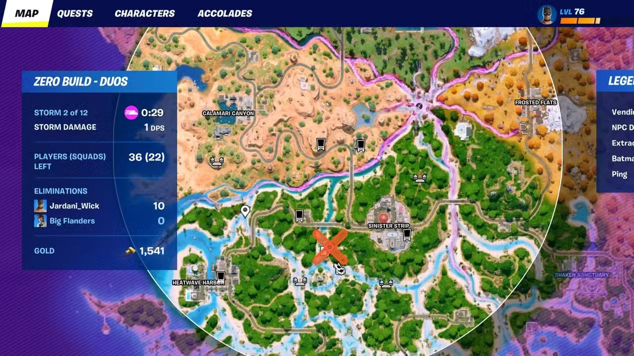Mapa e serviços de todos os NPCs do Hot Bat Summer em Fortnite