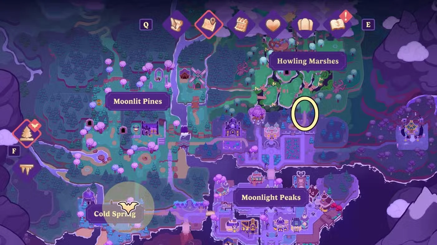 Moonlight Peaks Howling Marshes Location