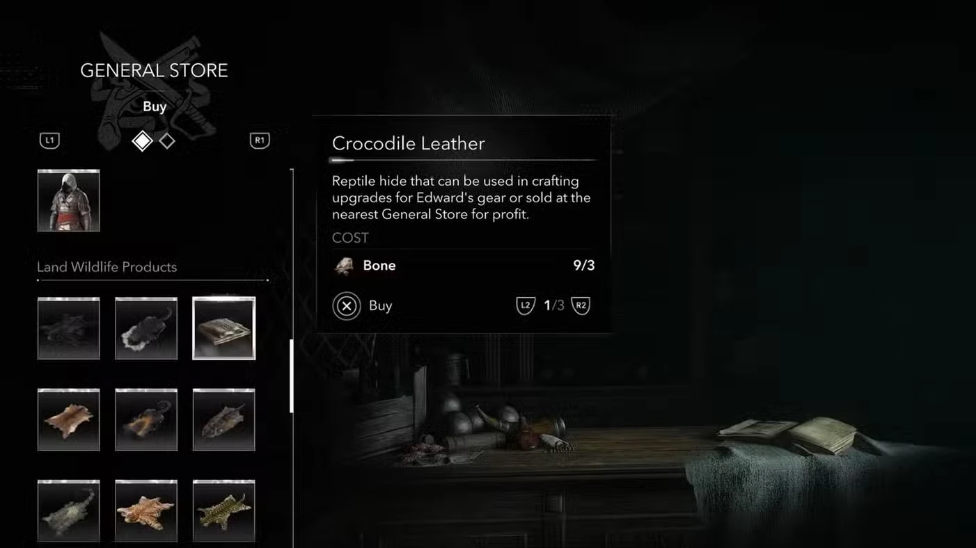 Where to find crocodile leather in Assassin's Creed Black Flag Resynced